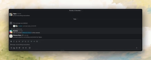 Smart extraction showing how Memory Store identifies key information from Slack threads
